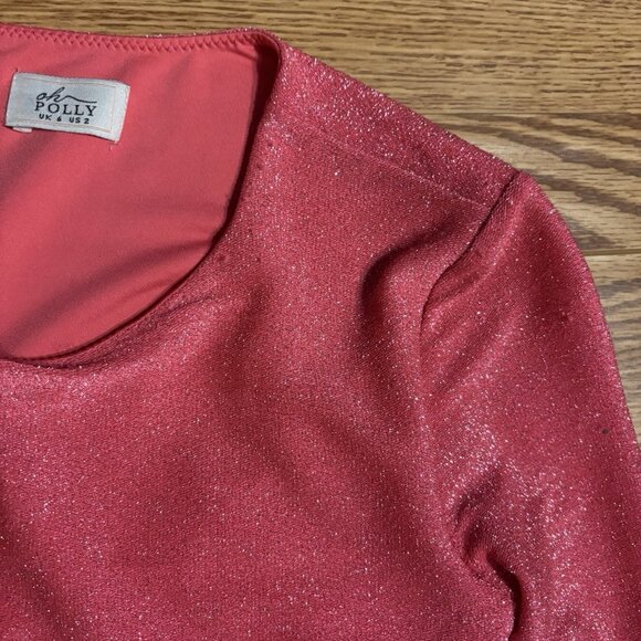 Oh Polly Women 2 Pink Glitter Ruched Cutout Long Sleeve Disco Inferno Mini Dress - Picture 8 of 12